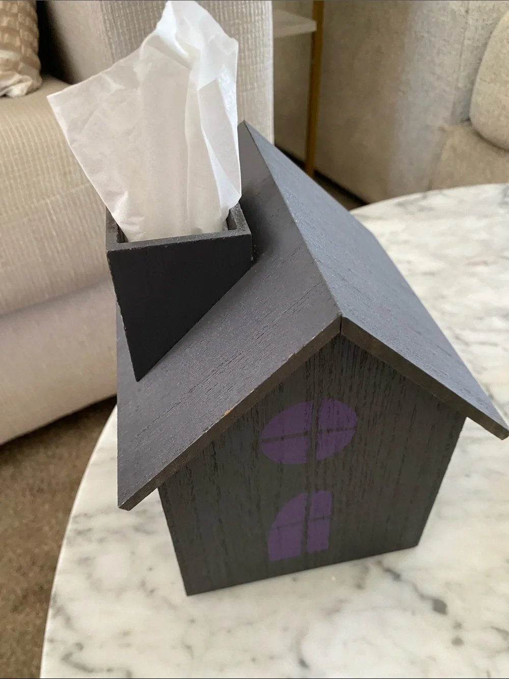 Target Wooden House Tissue Dispenser with Purple Window Accents